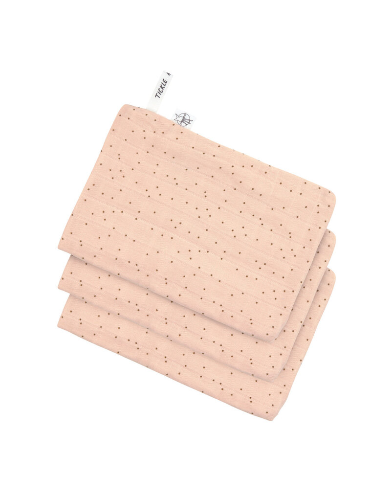 Lassig Lassig Muslin Wash Glove dots peach rose 3 pcs