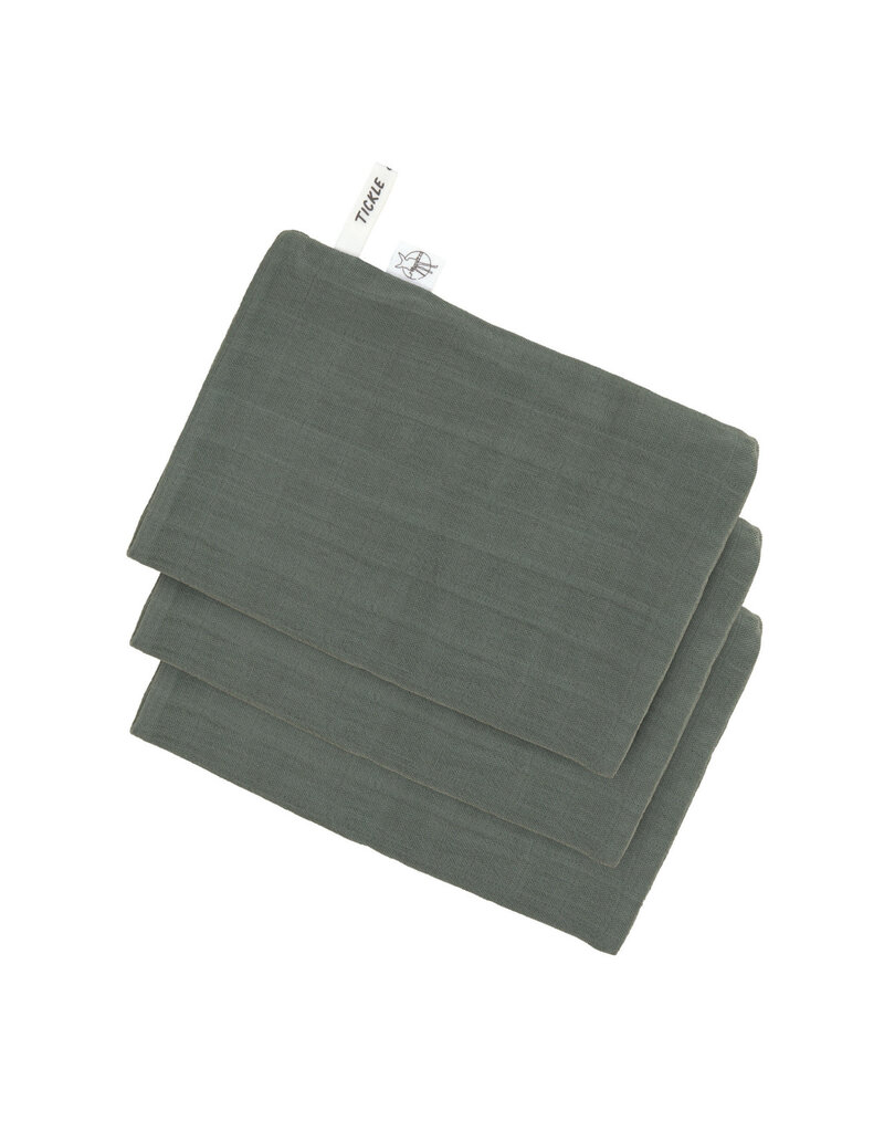 Lassig Lassig Muslin Wash Glove petrol green 3 pcs