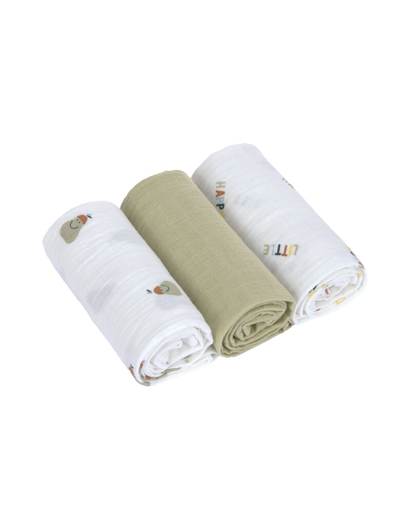 Lassig Lassig Swaddle & Burp Blanket M Happy  Fruits Pear
