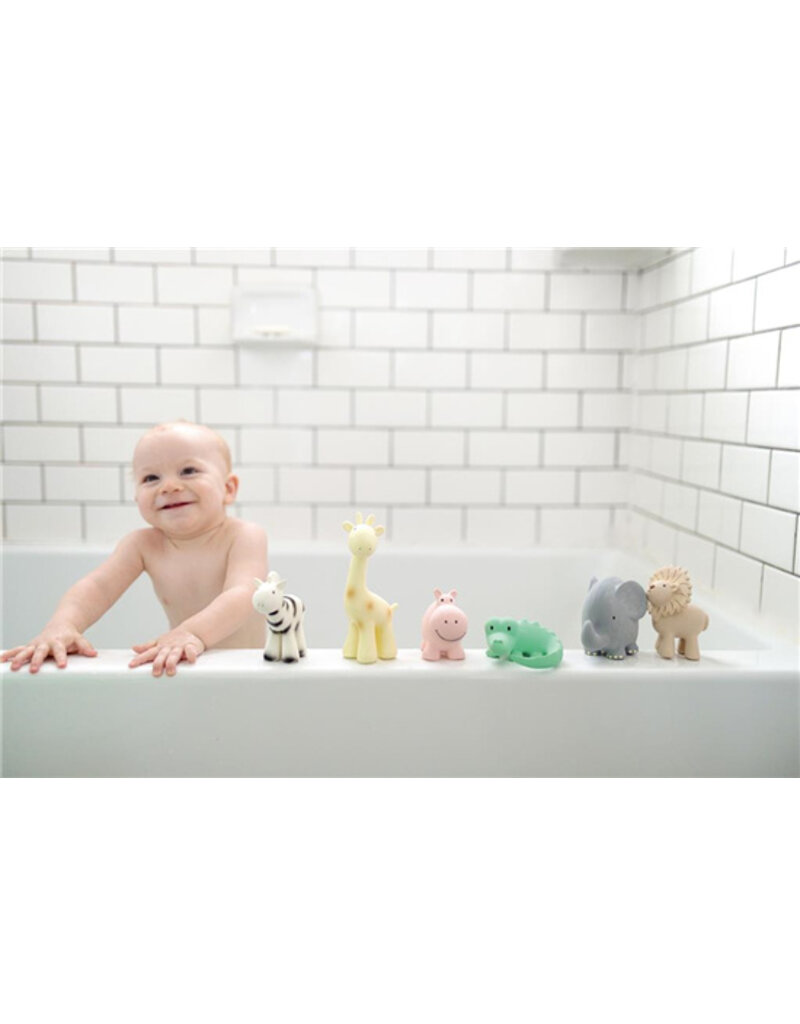 Tikiri Tikiri mijn eerste safaridiertje mix 5-17cm natuurlijk rubber met belletje