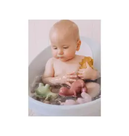 Tikiri Tikiri mijn eerste dinosaurus mix 6-11cm natuurlijk rubber met belletje