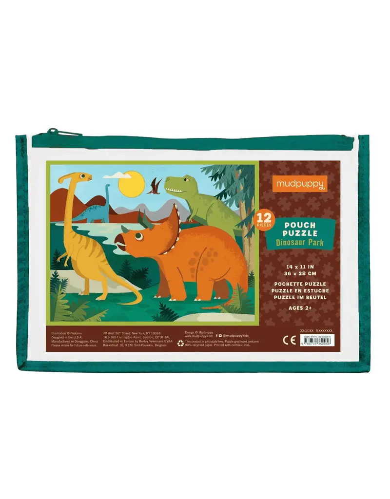 Mudpuppy Mudpuppy puzzel: dino park 36x28cm 12-delig, in zakje met ritssluiting