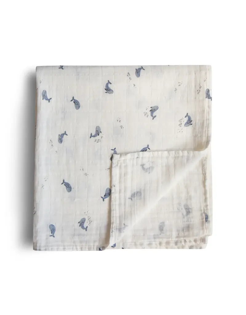 Mushie swaddle whales