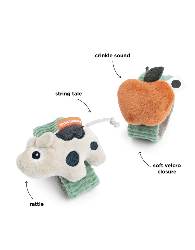 Done by Deer Done by Deer Wrist rattle set 2-pack Dotti Green