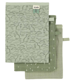 Trixie Trixie muslin washcloths 3-pack daring dino