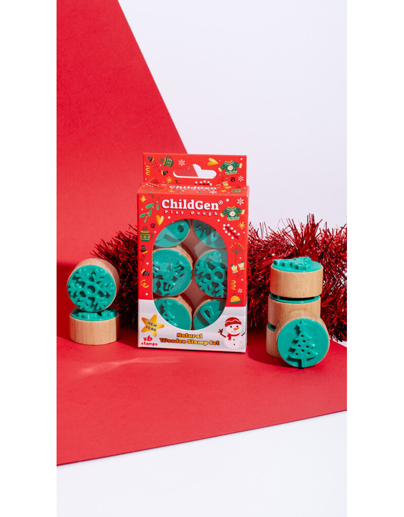 ChildGen Childgen Wooden Stamp Set Christmas & New Year