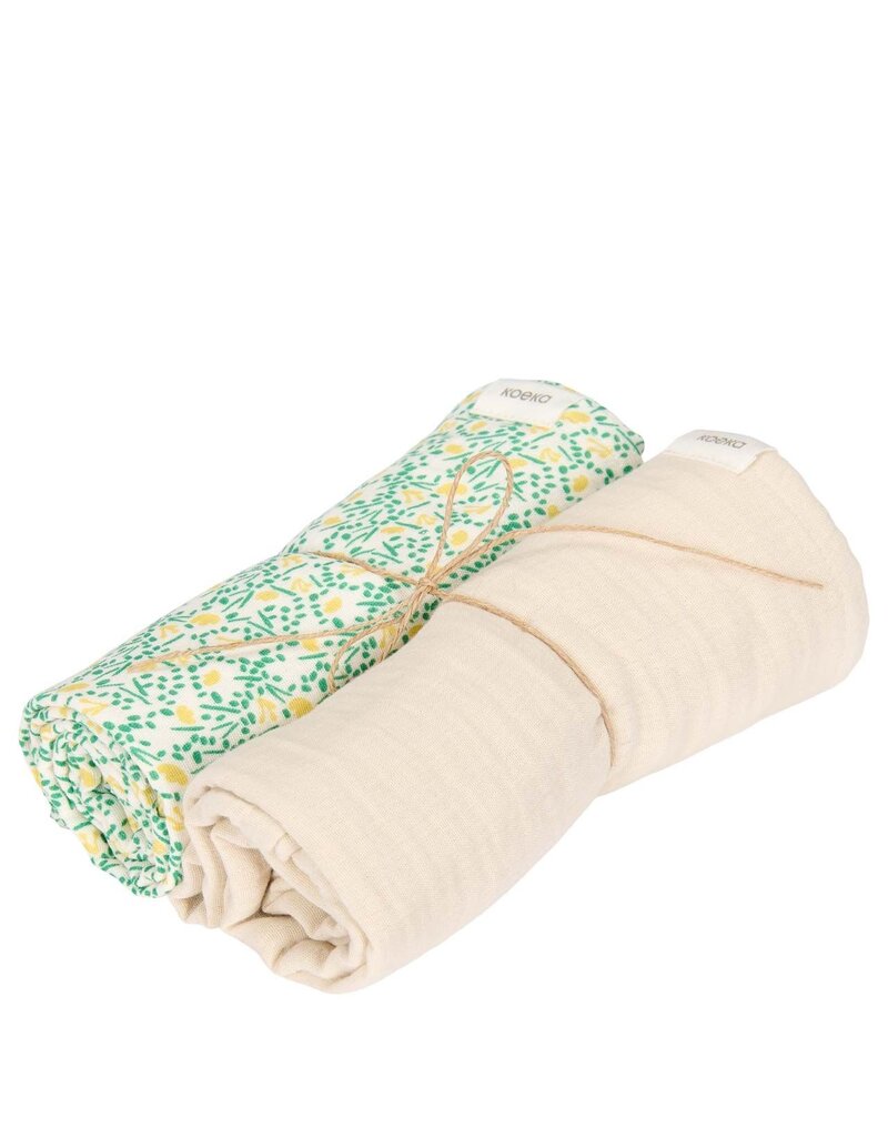 Koeka Koeka hydrofiel swaddle 2-pack Meadow off white