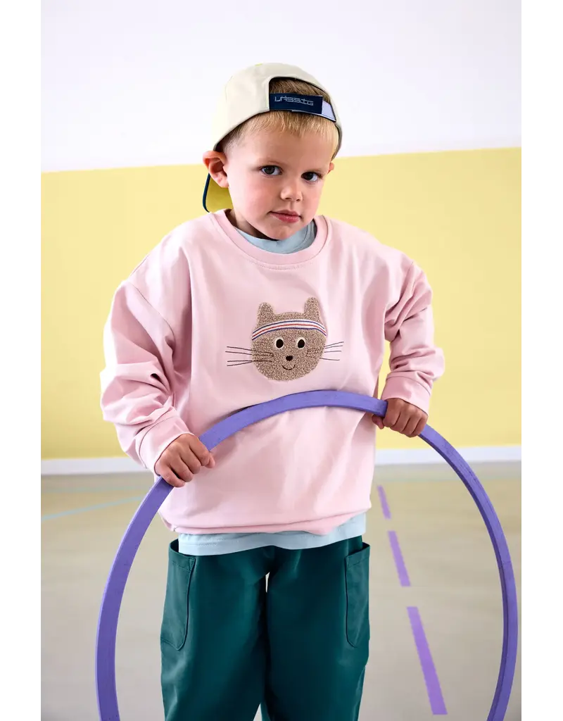 Lassig Lassig kinder sweater GOTS cat cloud pink