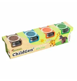 ChildGen Childgen play dough ecocup 4 stuks: BR-BL-OR-GR