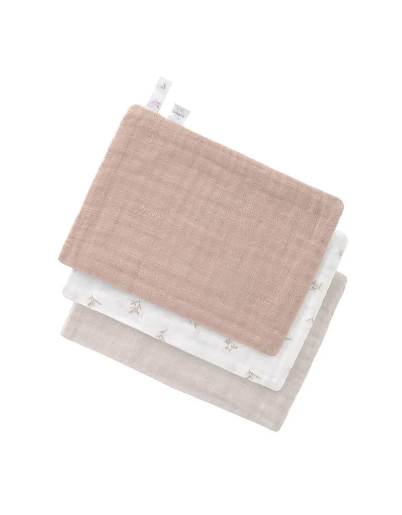 Lassig Lassig Muslin Wash Glove Set Miracle of Nature Leaves 3stuks