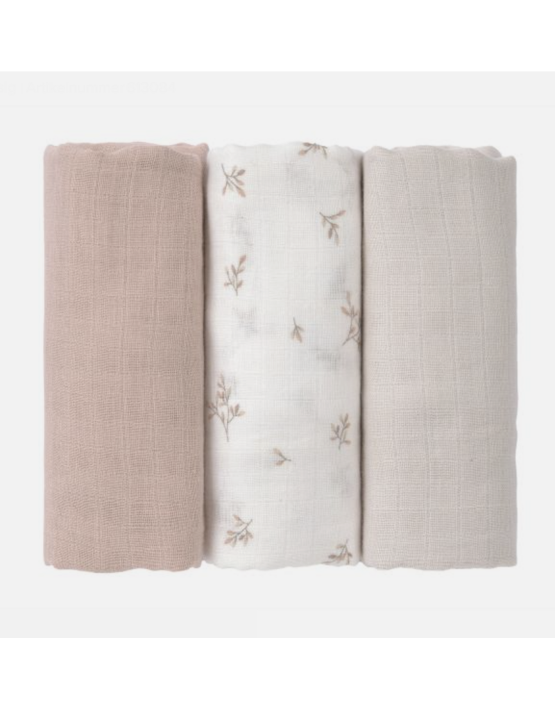 Lassig Lassig Swaddle & Burp Blanket L Miracle of Nature Leaves 3stuks