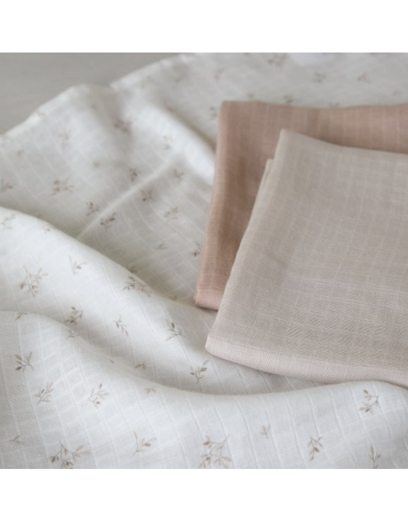 Lassig Lassig Swaddle & Burp Blanket L Miracle of Nature Leaves 3stuks