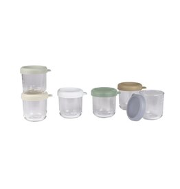 Béaba Beaba set van 6 glazen bewaarpotjes 250ml natural color mix
