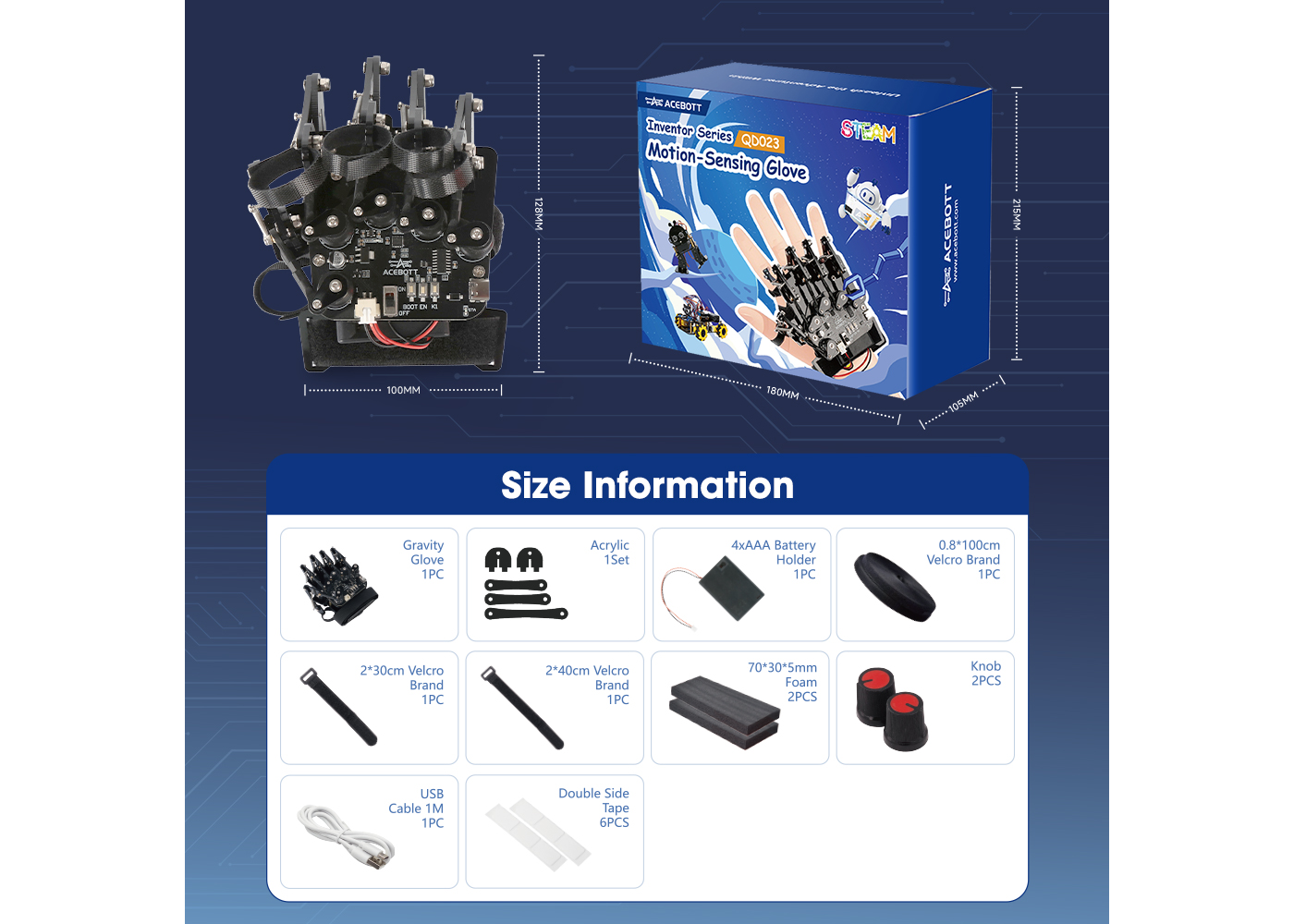 Acebott ACEBOTT Bewegungssteuerungshandschuh QD023 – Robotersteuerung mit Handgesten
