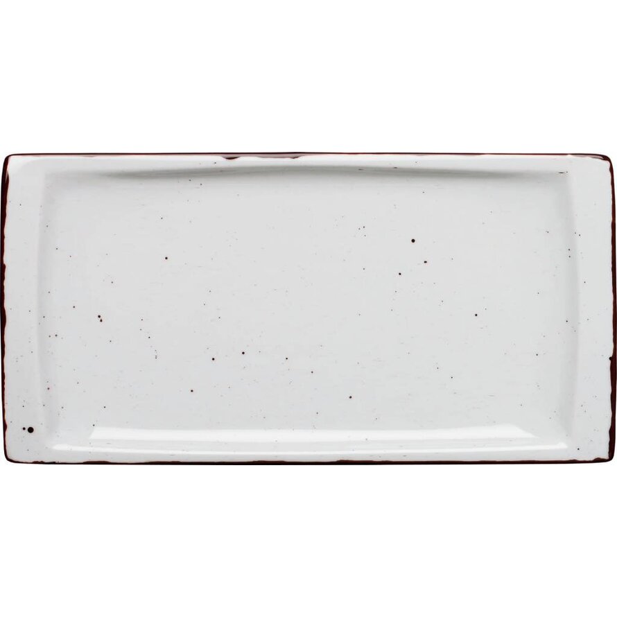 Porzellanserie "Granja" weiß Platte flach eckig, 18x36 cm