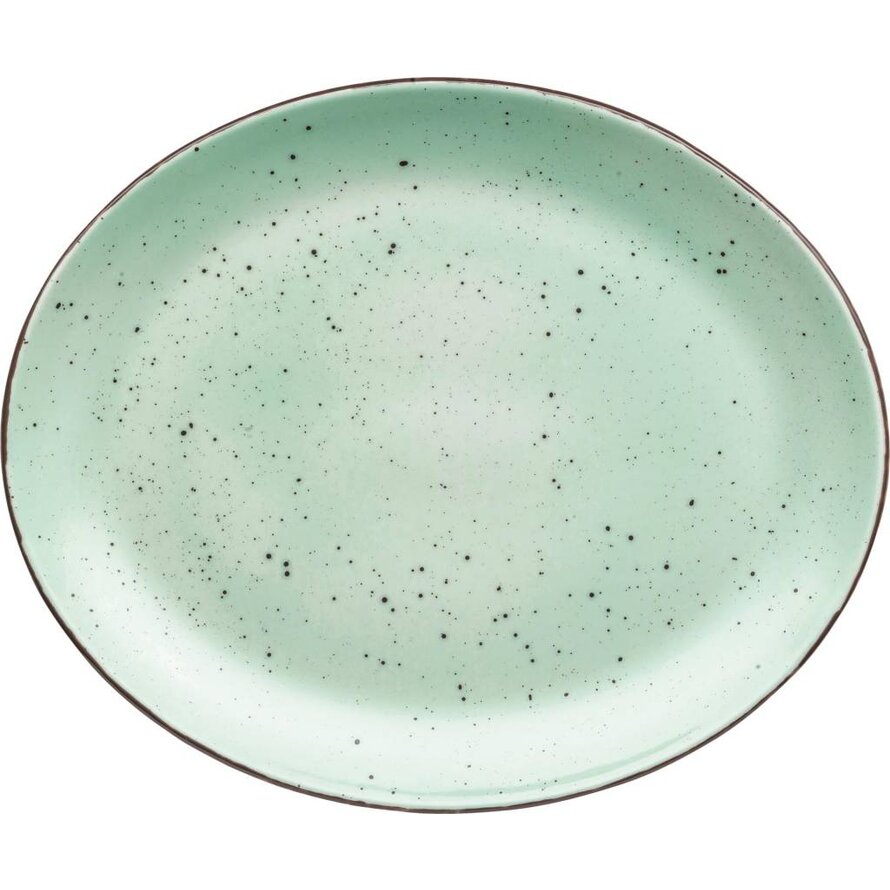 Porzellanserie "Granja" mint Platte flach oval, 30,5 x 25,5 cm