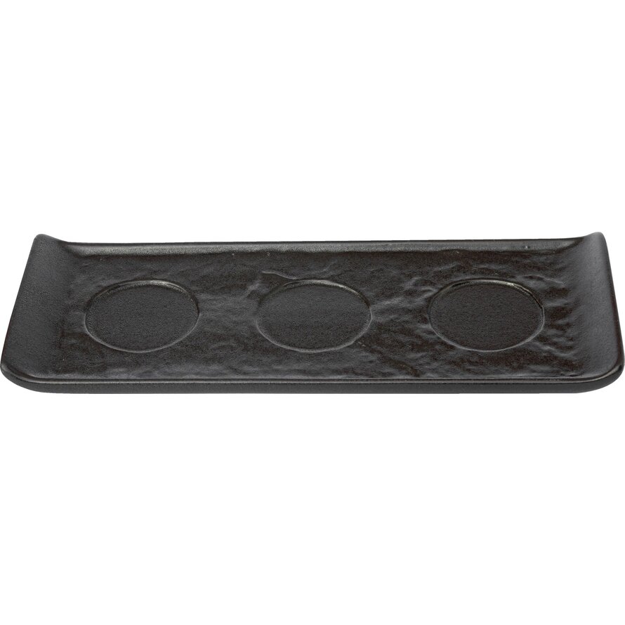 Porzellanserie "Schieferlook" Platte mit 3 Aussparungen 25,8x9,9cm