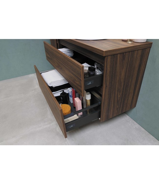 Proline badmeubel 2 A-symmetrische lades 100 cm. met afdektablet