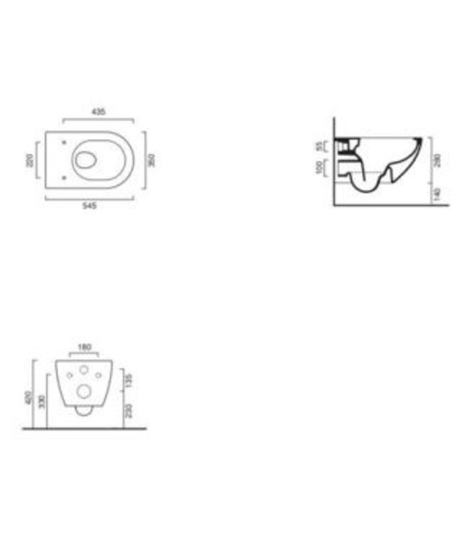 Catalano Sfera 54x35 newflush wand toilet, kleur mat zwart