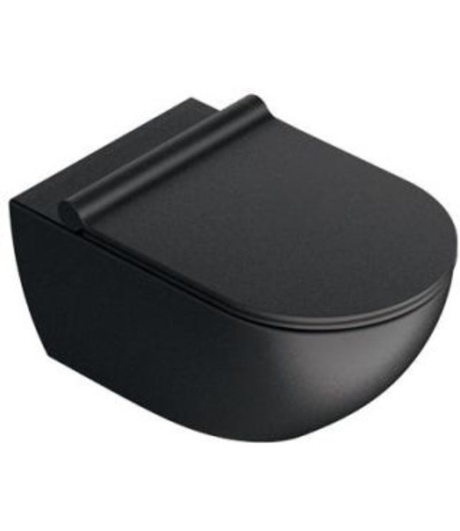 Catalano Sfera closetzitting met deksel. Met RVS soft close en take off scharnier. Kleur mat zwart.