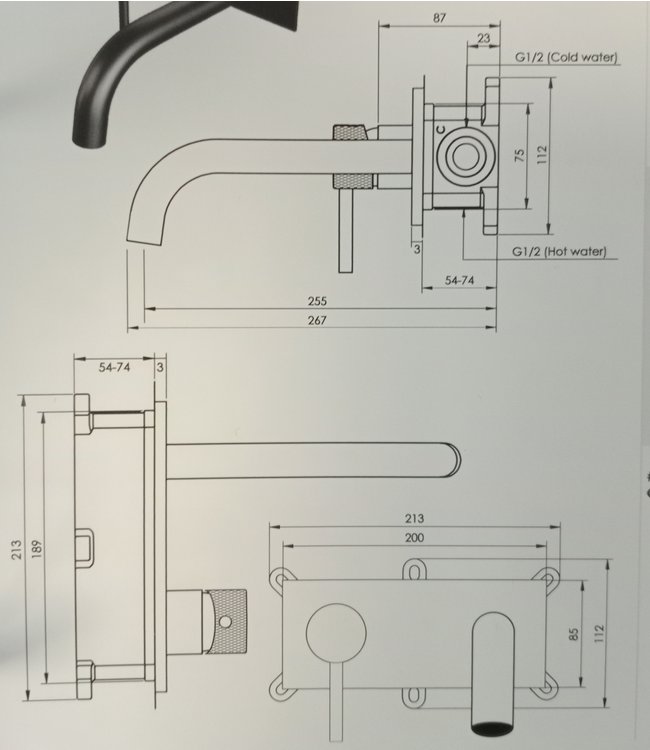 Brauer Carving inbouw gebogen uitloop met plaat Model A1 en A2