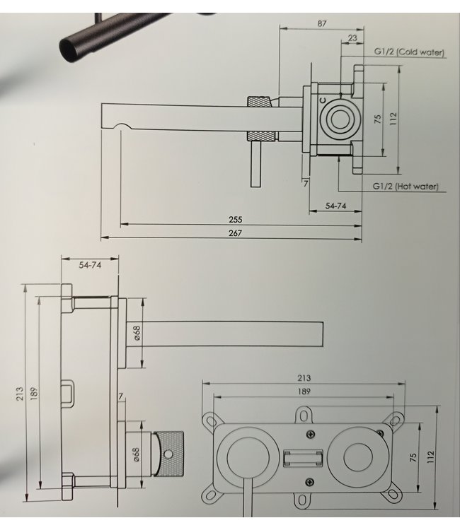 Brauer Carving inbouw rechte uitloop met plaat Model A1 en A2