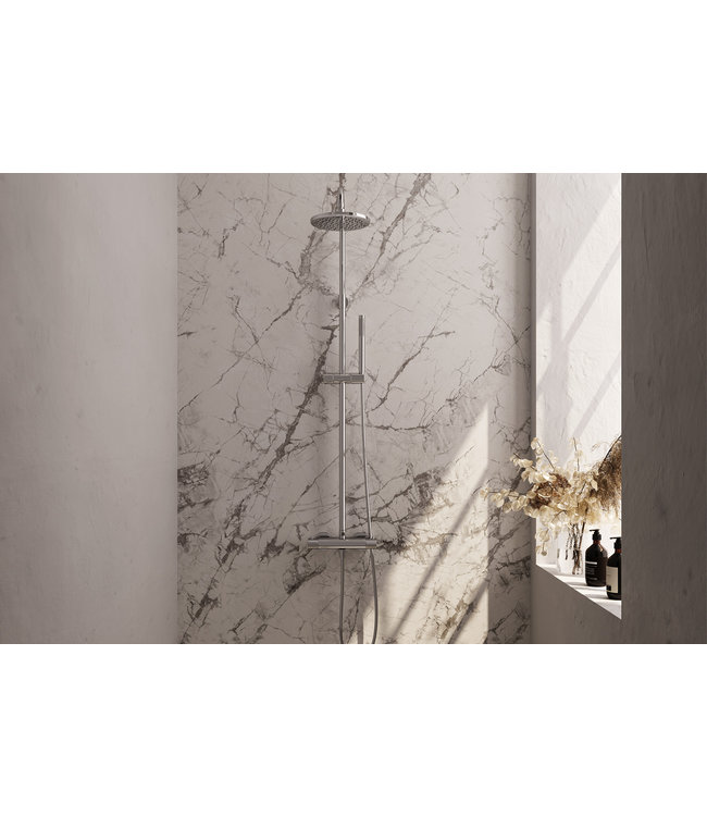 Brauer Carving set 1 en set 3 thermostatische opbouw regendoucheset met 20 of 30 cm. hoofddouche en staaf handdouche