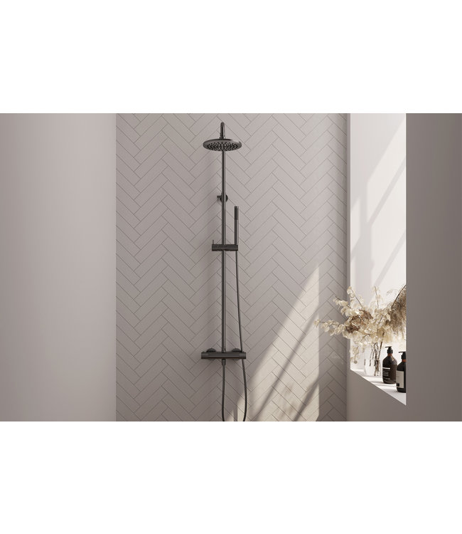 Brauer Carving set 1 en set 3 thermostatische opbouw regendoucheset met 20 of 30 cm. hoofddouche en staaf handdouche