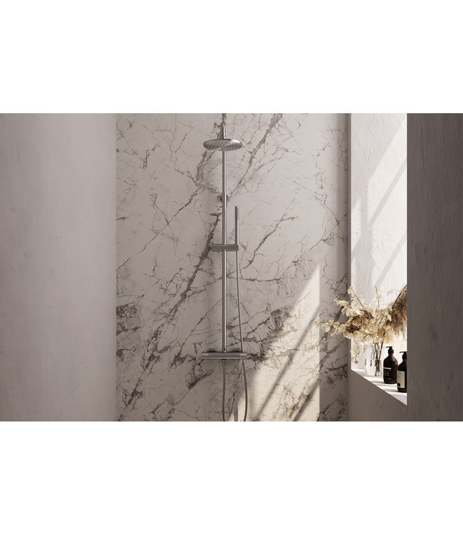 Brauer Carving set 1 en set 3 thermostatische opbouw regendoucheset met 20 of 30 cm. hoofddouche en staaf handdouche