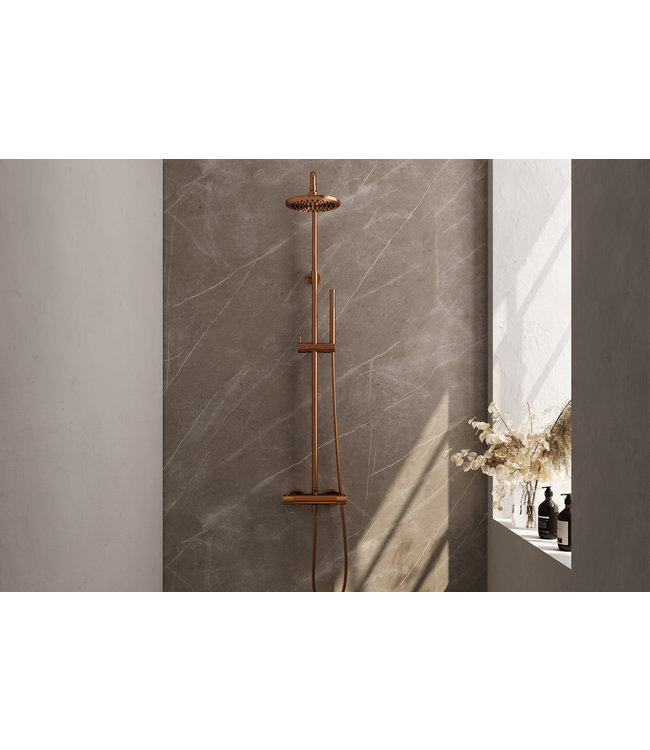 Brauer Carving set 1 en set 3 thermostatische opbouw regendoucheset met 20 of 30 cm. hoofddouche en staaf handdouche