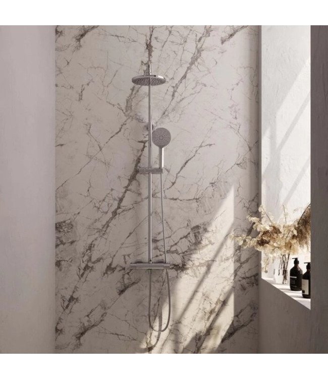 Brauer Carving set 2 en set 4 thermostatische opbouw regendoucheset met 20 of 30 cm. hoofddouche en 3 standen handdouche