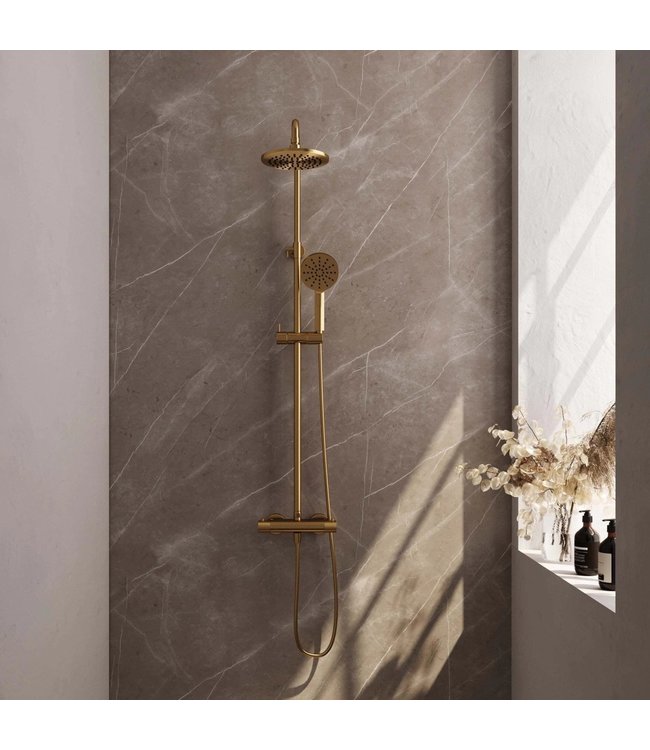 Brauer Carving set 2 en set 4 thermostatische opbouw regendoucheset met 20 of 30 cm. hoofddouche en 3 standen handdouche