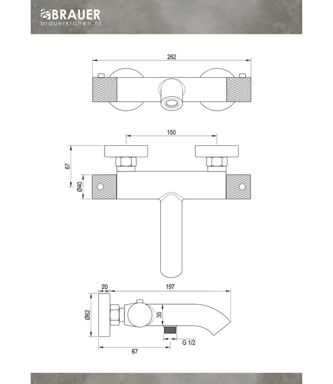 Badthermostaat met badset Brauer Carving set 4