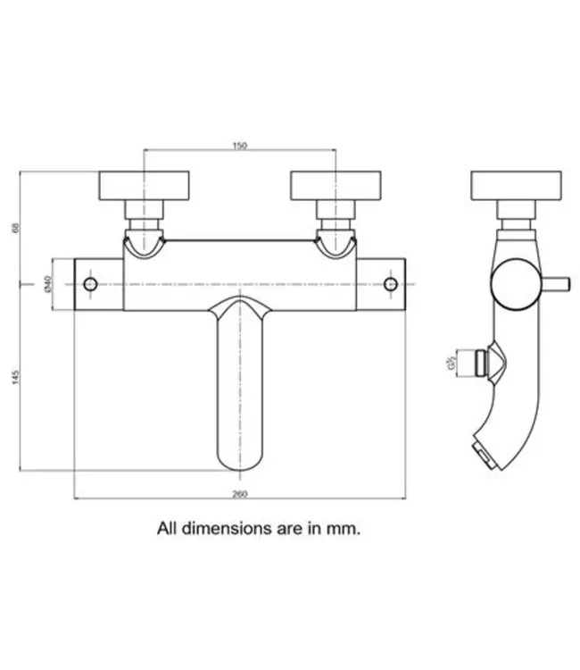 Blue Label Brondby badthermostaat, chroom