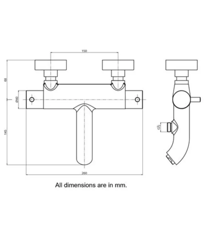 Blue Label Brondby badthermostaat, geborsteld nikkel