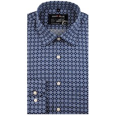 MarVelis Casual overhemd blauw met fraaie print , New Kent kraag