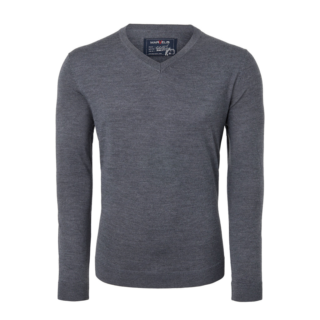 MarVelis MarVelis Merino Wol Pullover, antraciet