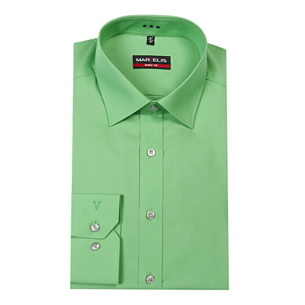 MarVelis MarVelis overhemd groen Body Fit, New York Kent kraag