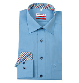 MarVelis MarVelis strijkvrij overhemd  lichtblauw motief met contrast Modern Fit, New Kent kraag