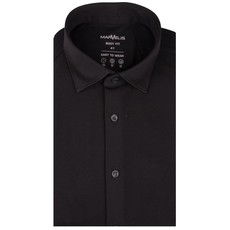 MarVelis MarVelis Jersey overhemd zwart Body Fit, New Kent kraag