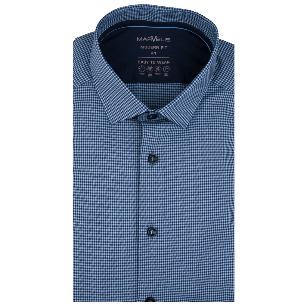 Namens Onderscheppen Verzwakken MarVelis Jersey overhemd blauw geblokt Modern Fit | Q-Fashion - Q-Fashion.eu