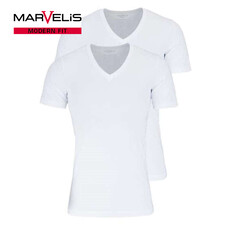 MarVelis MarVelis Single Jerssey T-shirt wit met V-hals