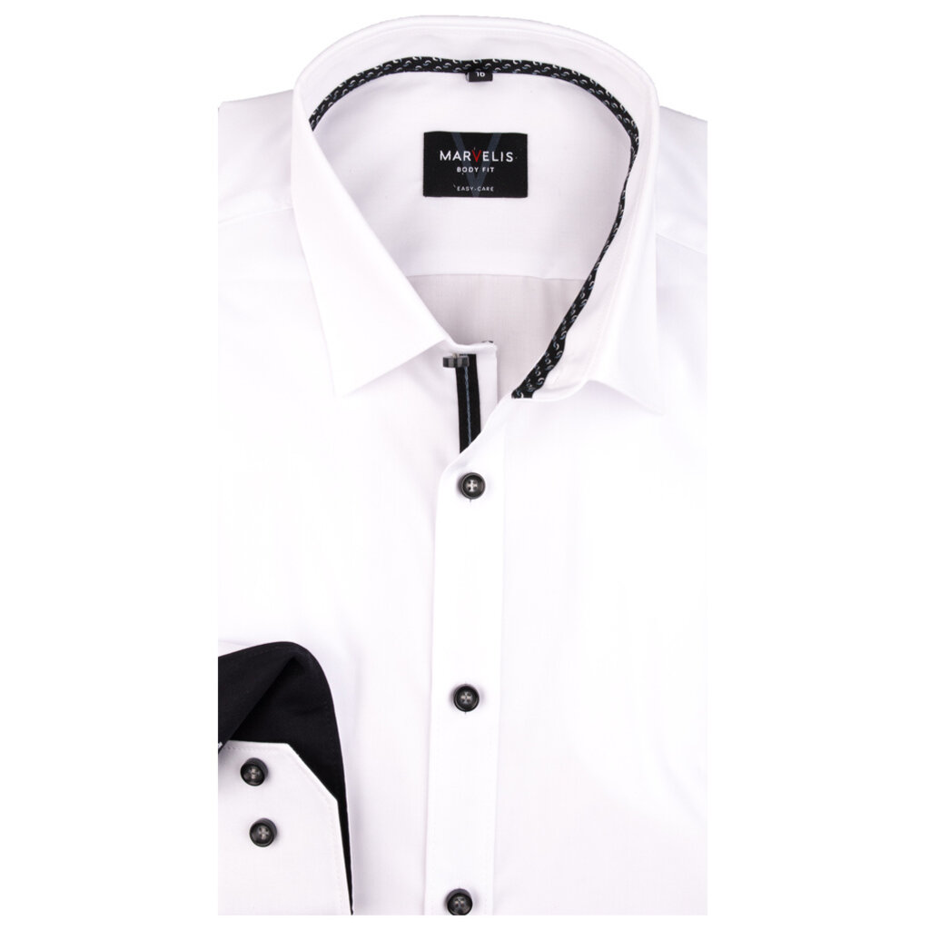 MarVelis MarVelis overhemd wit met contrast Body Fit, New York Kent kraag