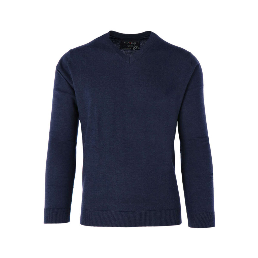 MarVelis MarVelis Merino Wol Trui V-hals, donkerblauw