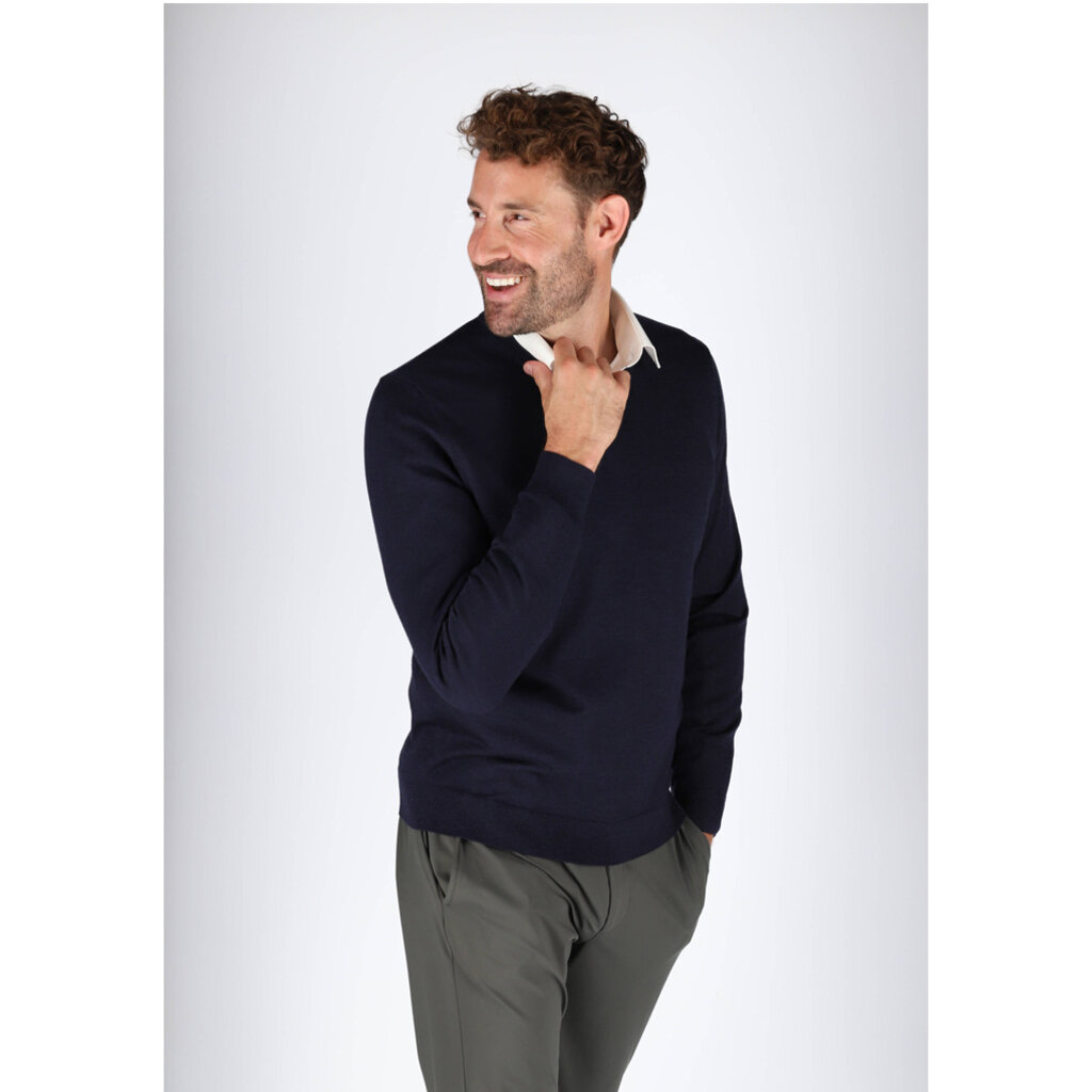 MarVelis MarVelis Merino Wol Trui V-hals, donkerblauw