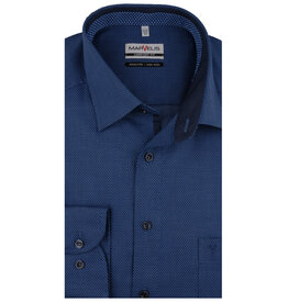 MarVelis MarVelis strijkvrij overhemd  donkerblauw met print contrast Comfort Fit, New Kent kraag