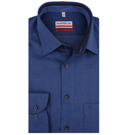 MarVelis MarVelis strijkvrij overhemd  donkerblauw met print contrast Modern Fit, New Kent kraag