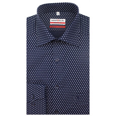MarVelis MarVelis strijkvrij overhemd  donkerblauw met print Modern Fit, New Kent kraag