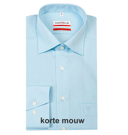 MarVelis MarVelis strijkvrij overhemd  aqua blauw korte mouw  Comfort Fit, New Kent kraag