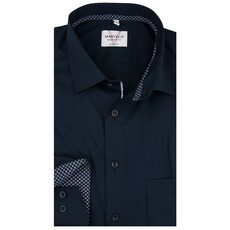 MarVelis MarVelis strijkvrij overhemd  donkerblauw met contrast Modern Fit, New Kent kraag